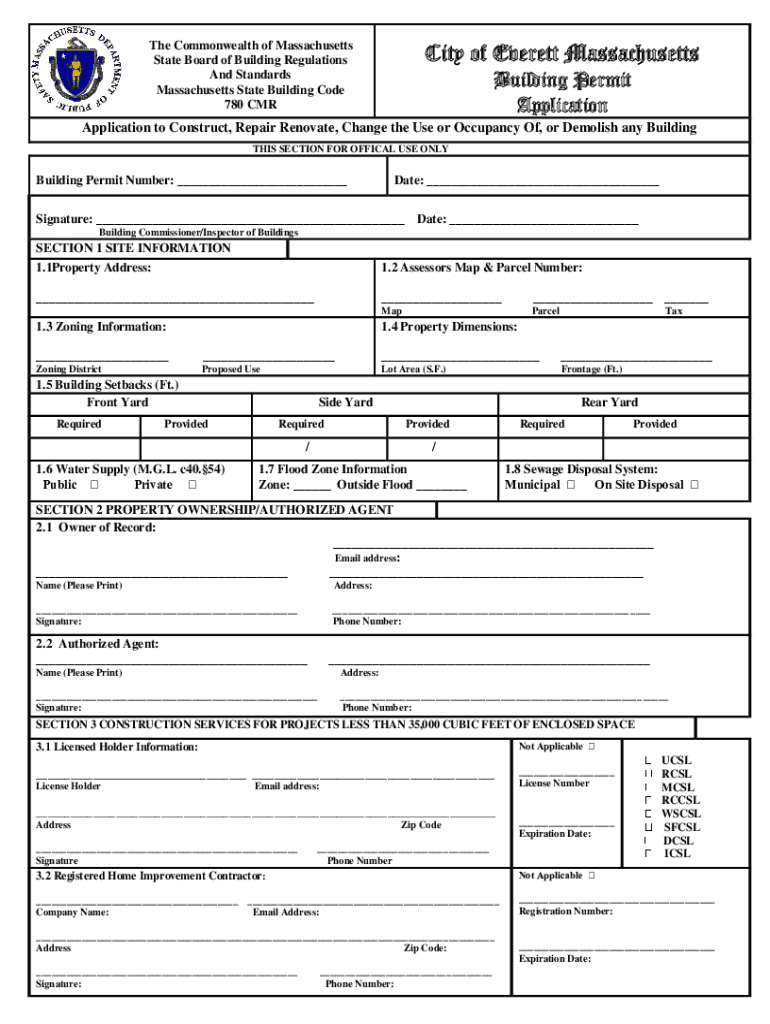 Get Application Building Permit City of Everett Massachusetts  Form