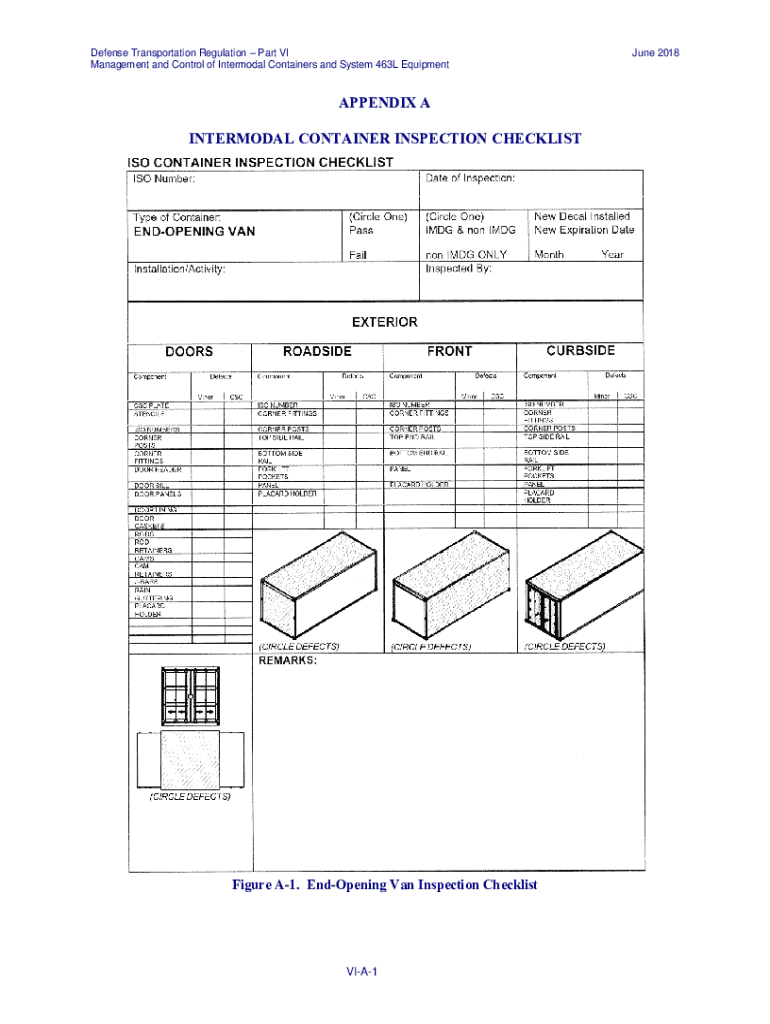  Intermodal Container Inspection Checklist, Part VI, Appendix a 2018-2024