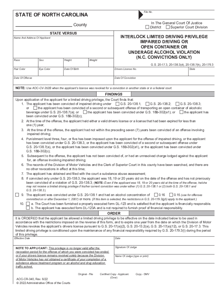  Fillable Online STATE of NORTH CAROLINA in the 2022-2024