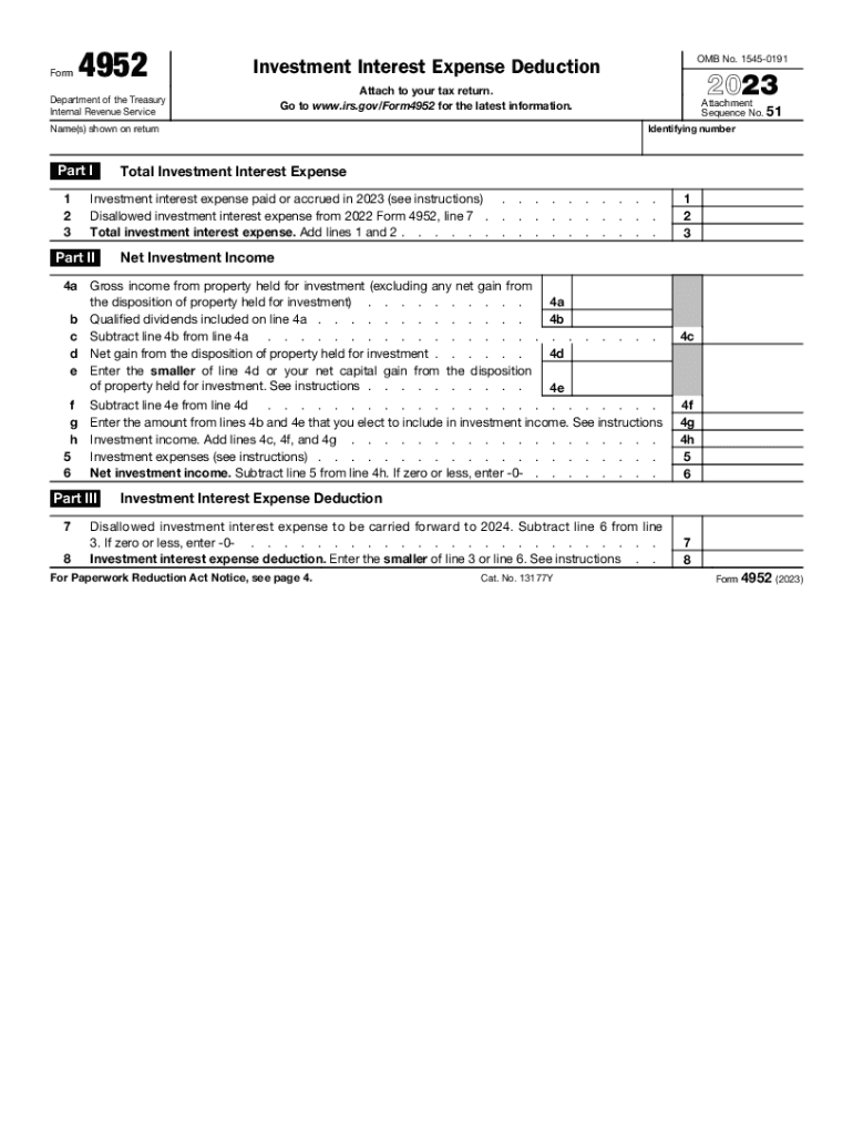  Form 4952 Instructions 2023-2024