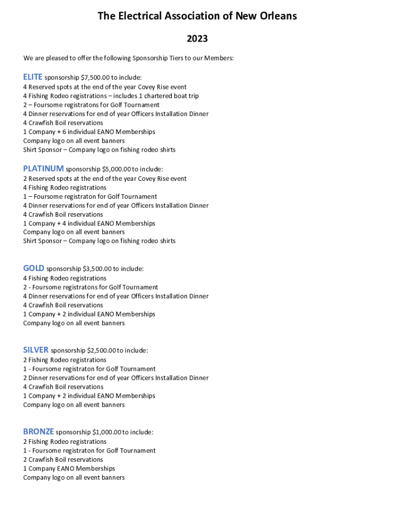 SPONSORSHIP OVERVIEW &amp;amp; REGISTRATION  Form