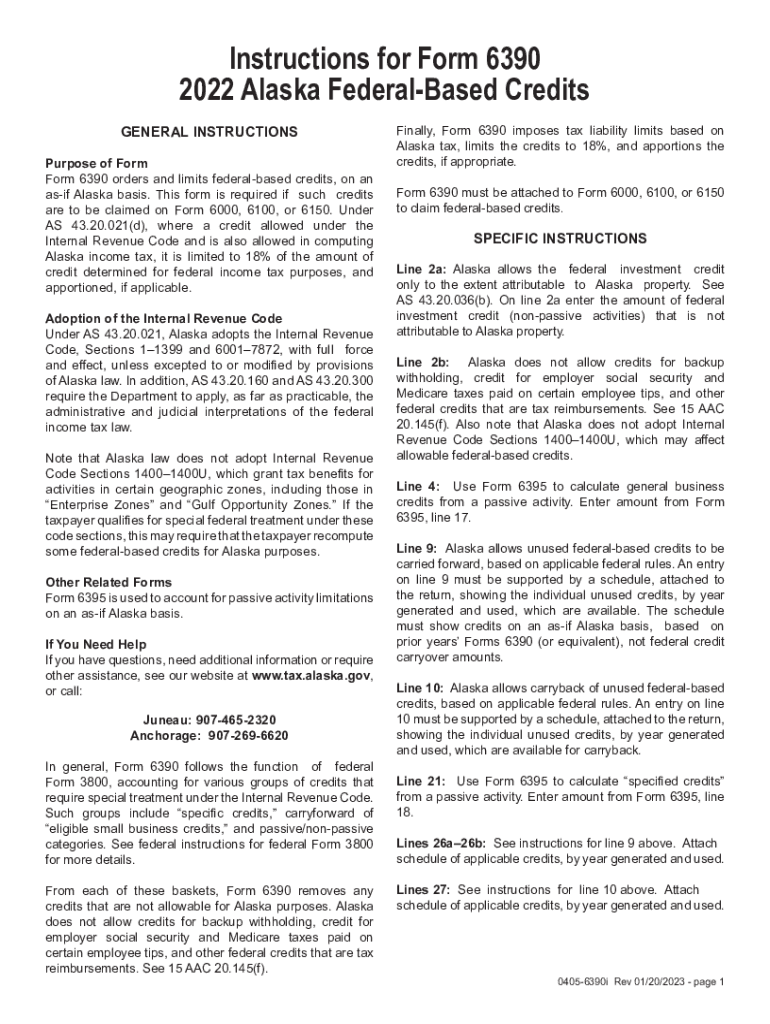  Instructions for Form 6390 Alaska Federal Bas 2022-2024