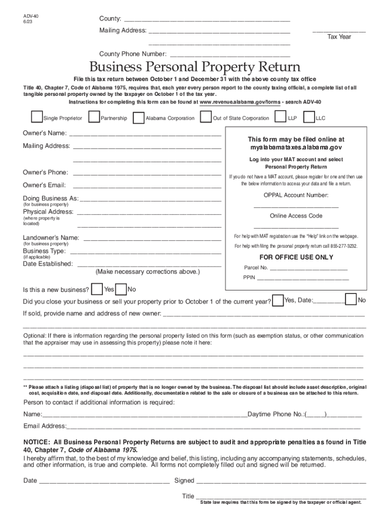 File This Tax Return between October 1 and December 31 with the above County Tax Office 2023-2024