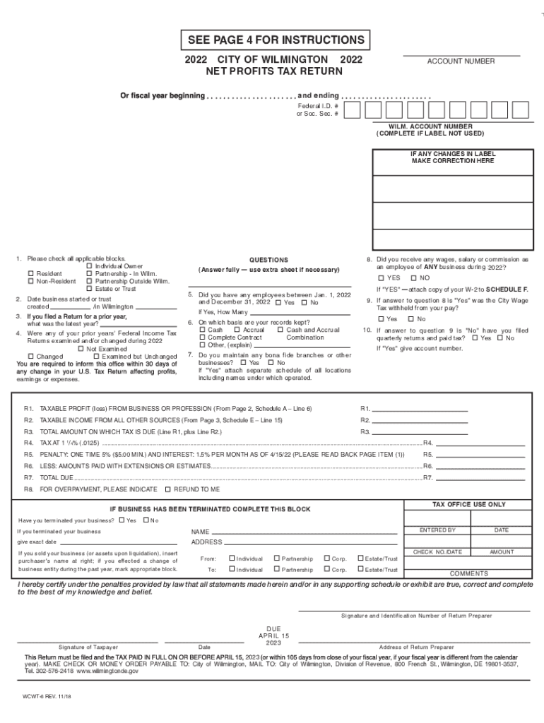  WCWT 6 Net Profits Tax Return WCWT 6 Net Profits Tax Return 2020