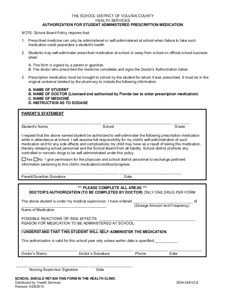 The SCHOOL DISTRICT of VOLUSIA COUNTY HEALTH  Form