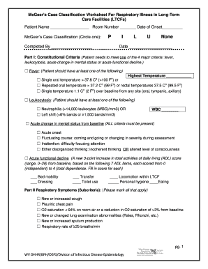 Mcgeers Case Classification Worksheet  Form
