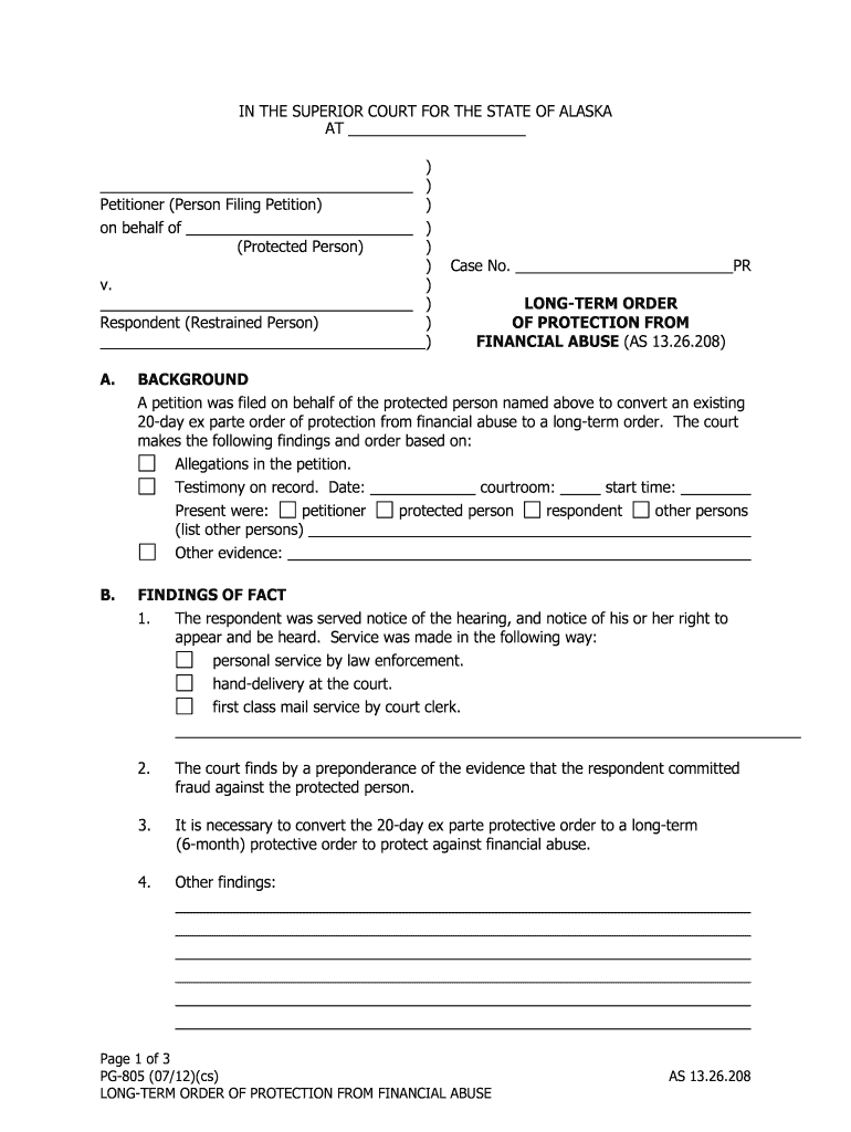 PG 805, Long Term Order 712 PDF Fill in Probate Guardianship Forms