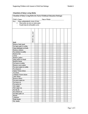 Functional Life Skills Checklist PDF Form