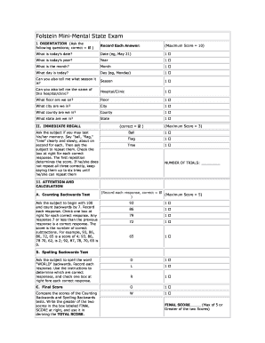 Folstein Exam  Form