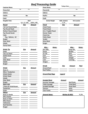 BeefProcessingGuide Ebels General Store in Falmouth  Form