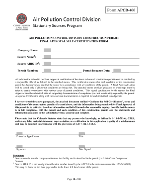 Final Approval and Self Certification Packet Colorado Gov Colorado  Form