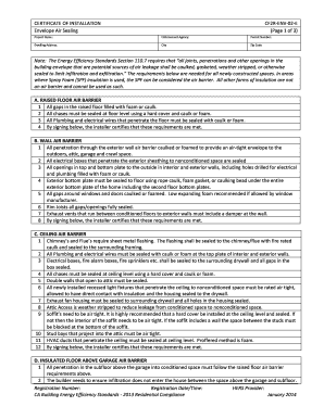 CERTIFICATE of INSTALLATION CF2R ENV 02 E Envelope Air Energy Ca  Form