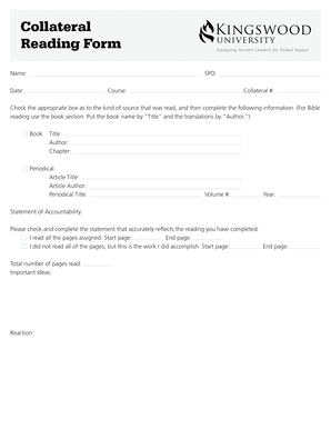 What is Collateral Reading  Form
