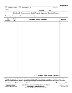 GC 400C10 Schedule C, Disbursements, Rental Property Expenses Standard Account Judicial Council Forms