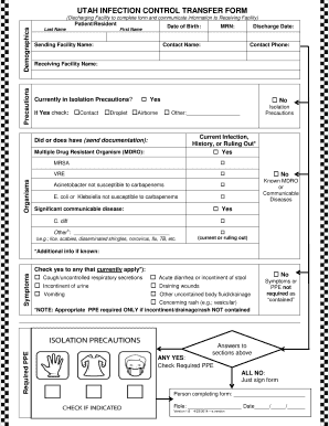 Utah Infection Control Transfer Form Health Utah