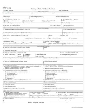 Washington State Death Certificate Form