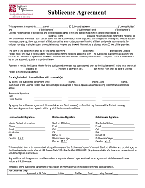Sublicense Agreement Template  Form
