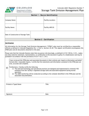 Storage Tank Plan  Form