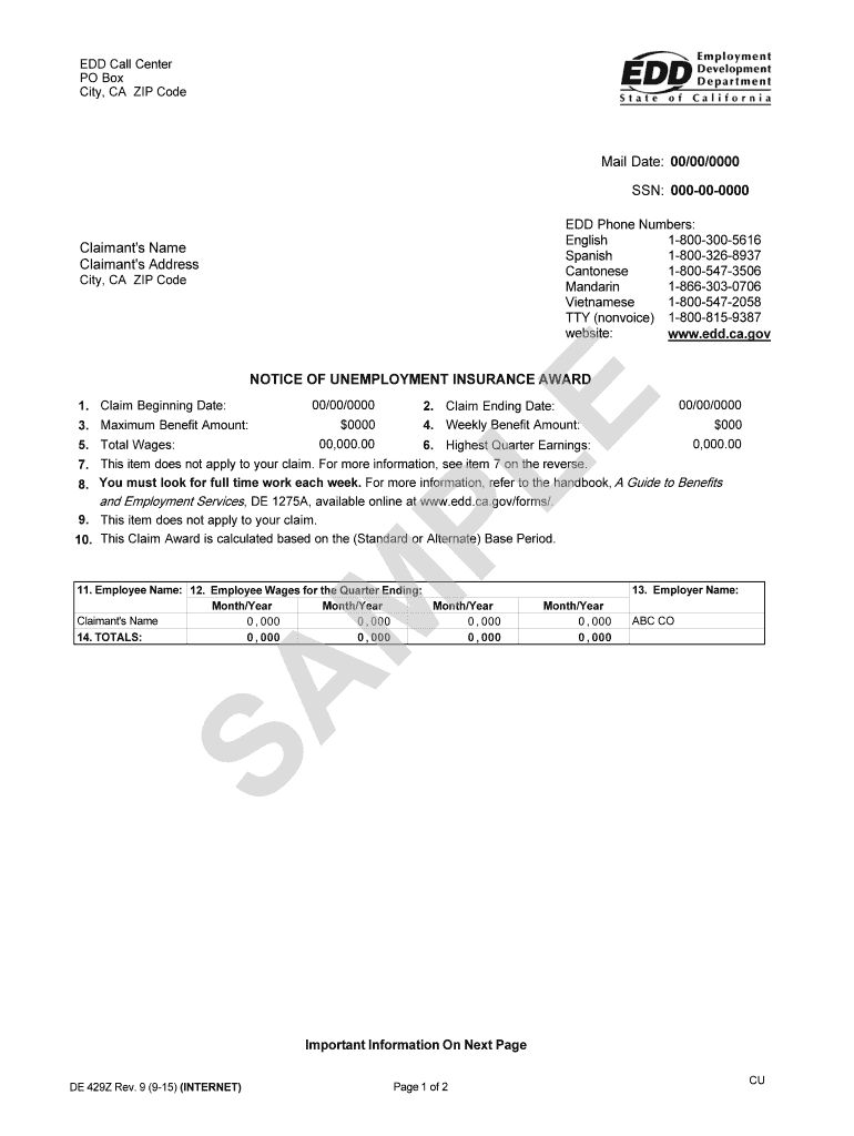 What Does Notice of Amended Unemployment Insurance Award Mean  Form