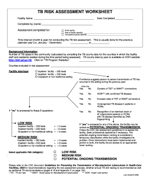  TB RISK ASSESSMENT WORKSHEET Dss Sd 2008