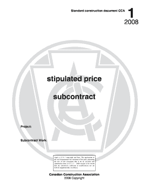 Cca1 Subcontract  Form