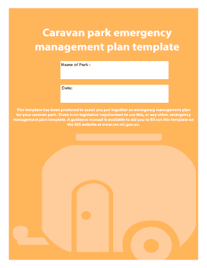 Caravan Park Emergency Management Plan Template Ses Vic Gov  Form