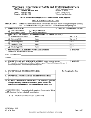  Establishment License Wi 2015