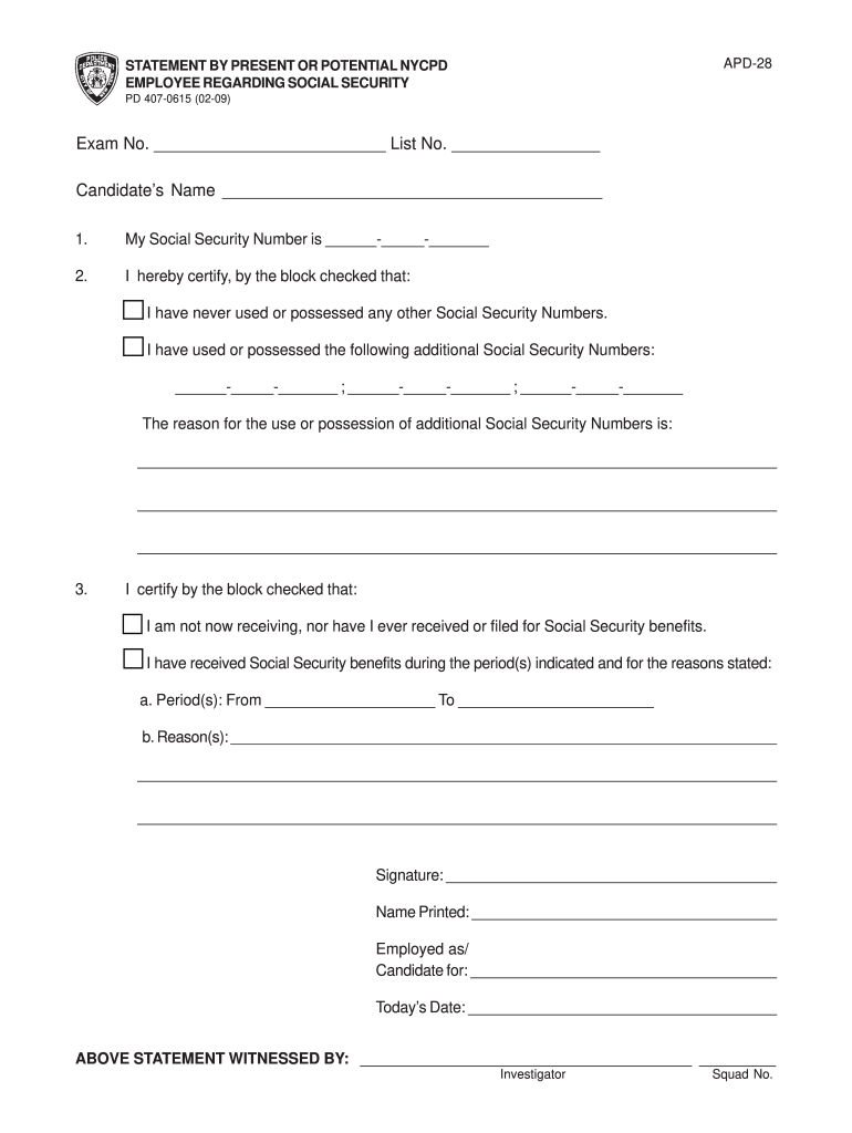 Nypd 28 Form
