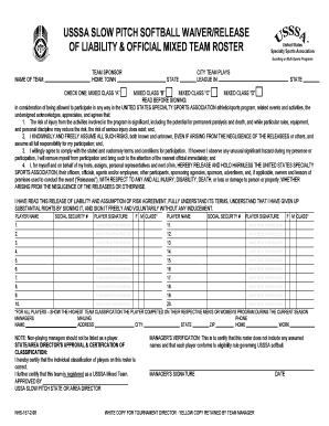 Usssa Softball Waiver Form