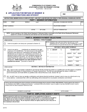 Pa Sers Refund Application  Form