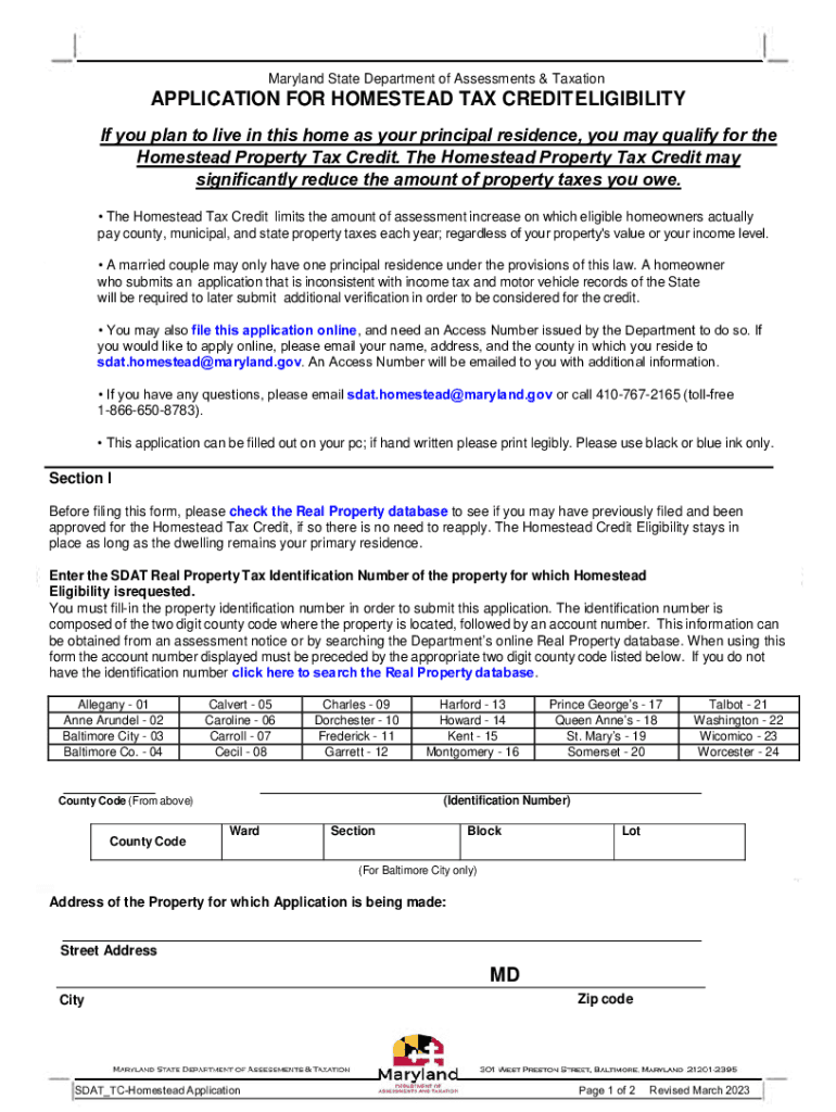 Homestead Application  Form