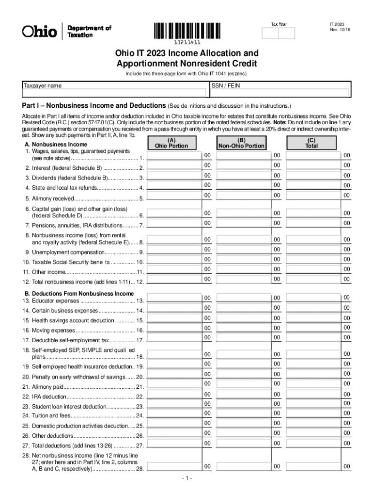  Ohio Tax Forms 2016