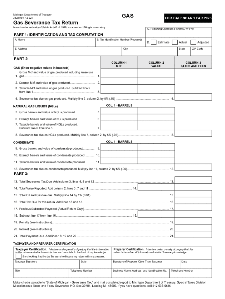 382, Gas Severance Tax Return  Form