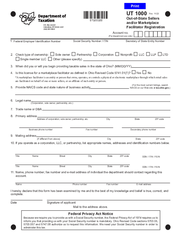 Marketplace Facilitator Certificate of Collection  Form
