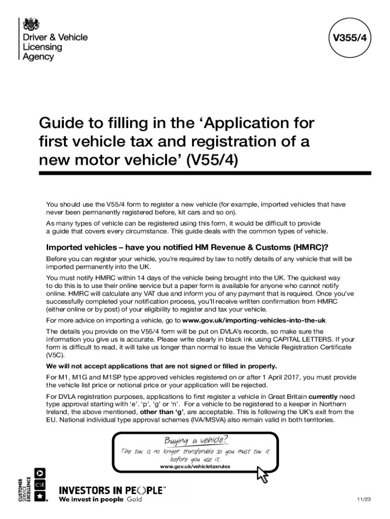 How to Fill in Form V554 for First Vehicle Tax and Registration