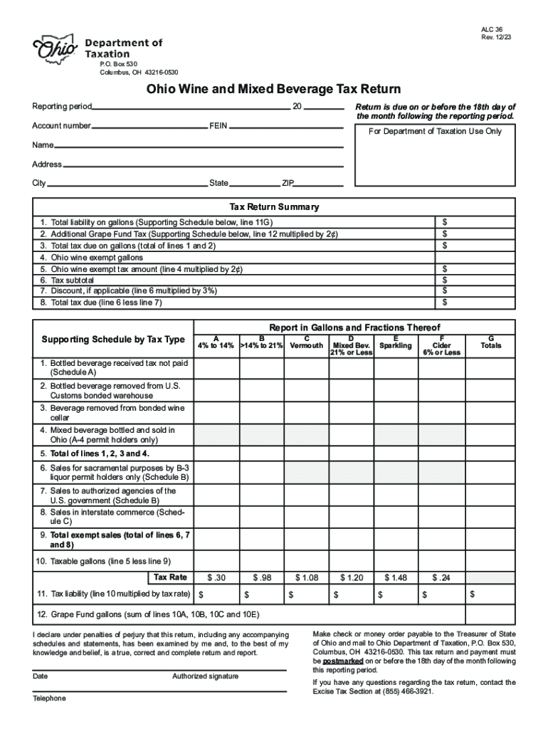  Ohio DOT Releases Wine, Mixed Beverage Tax Return Form 2023-2024