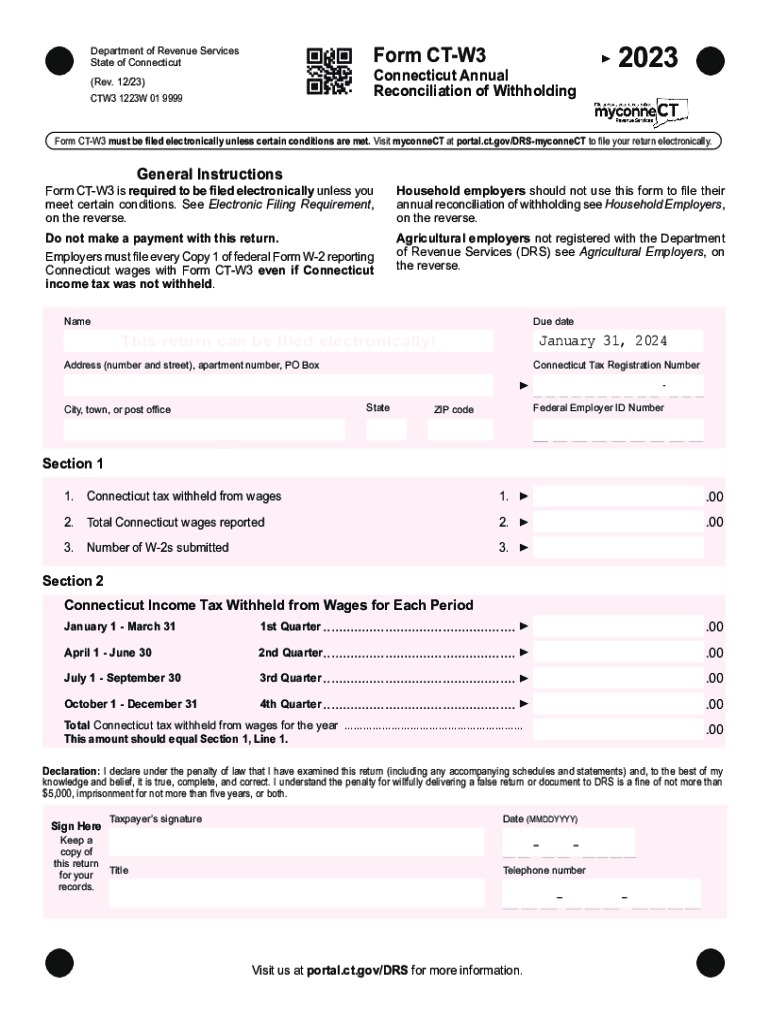  CT Form CT W3Connecticut Annual Reconciliation of 2022