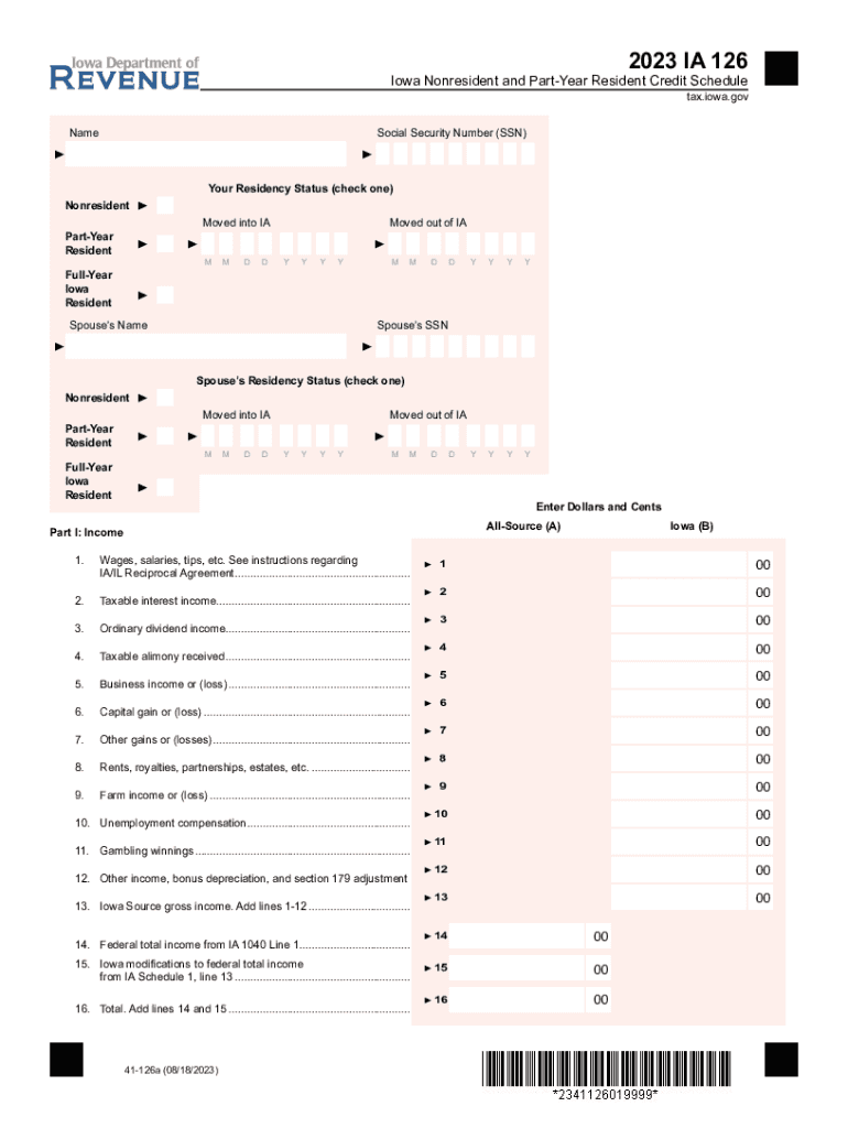  Credit for Nonresident or Part Year ResidentIowa 2021