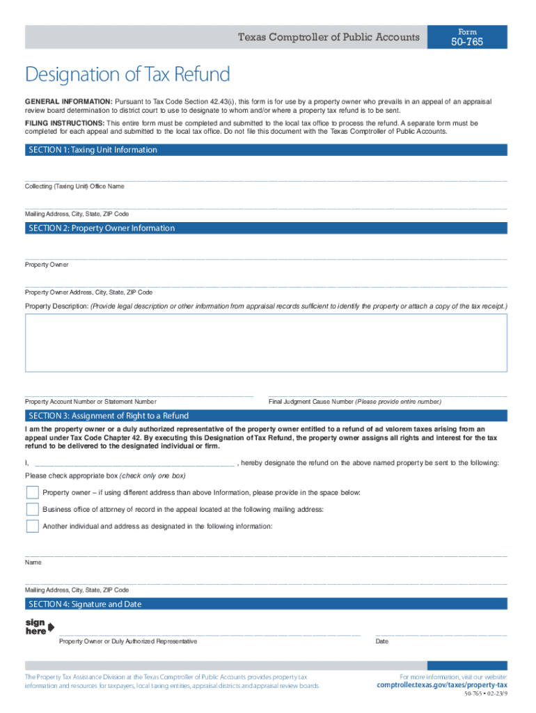 50 765 Designation of Tax Refund 50 765 Designation of Tax Refund  Form