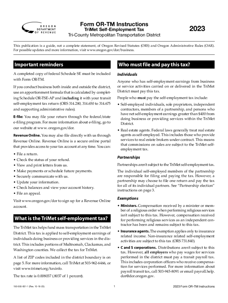 Form TM and Instructions Trivet Self Employment Tax 2023