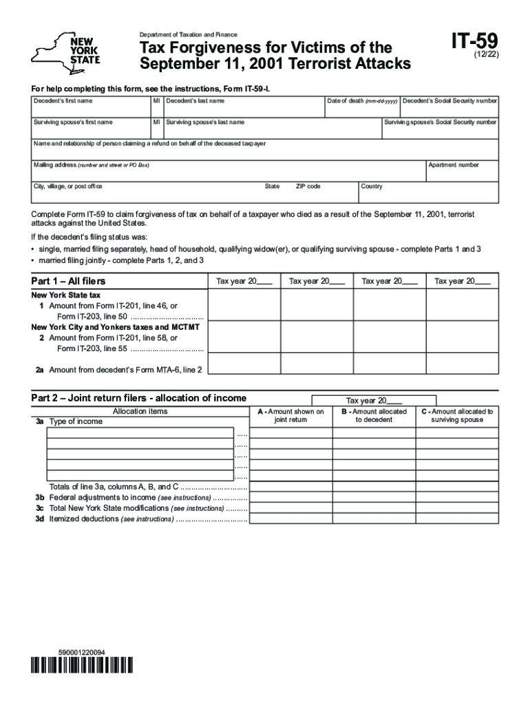 Form it 59 Tax Forgiveness for Victims of the Tax NY Gov