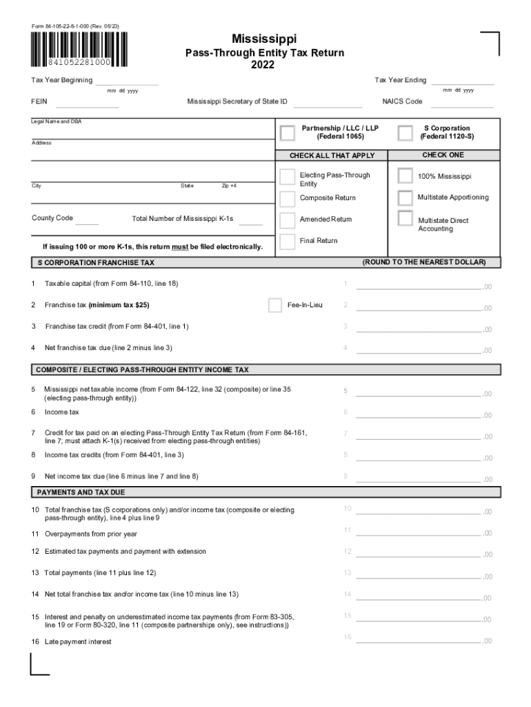 84 105 Mississippi MS GOV  Form