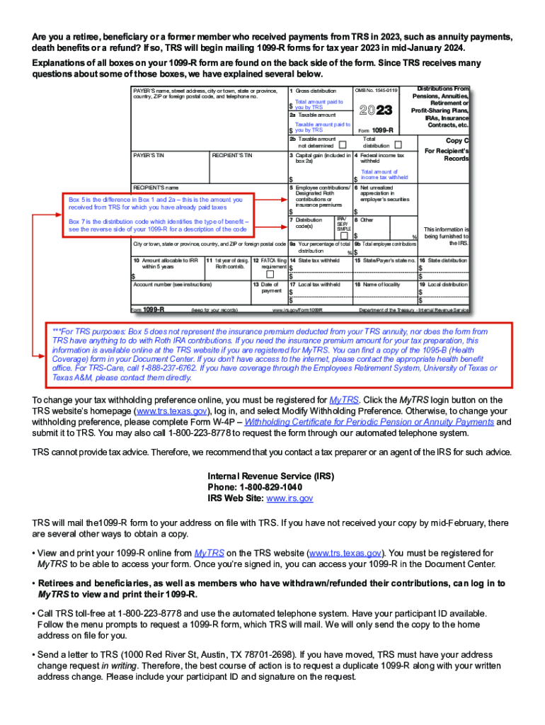 Form 1099R Information Form 1099R Information