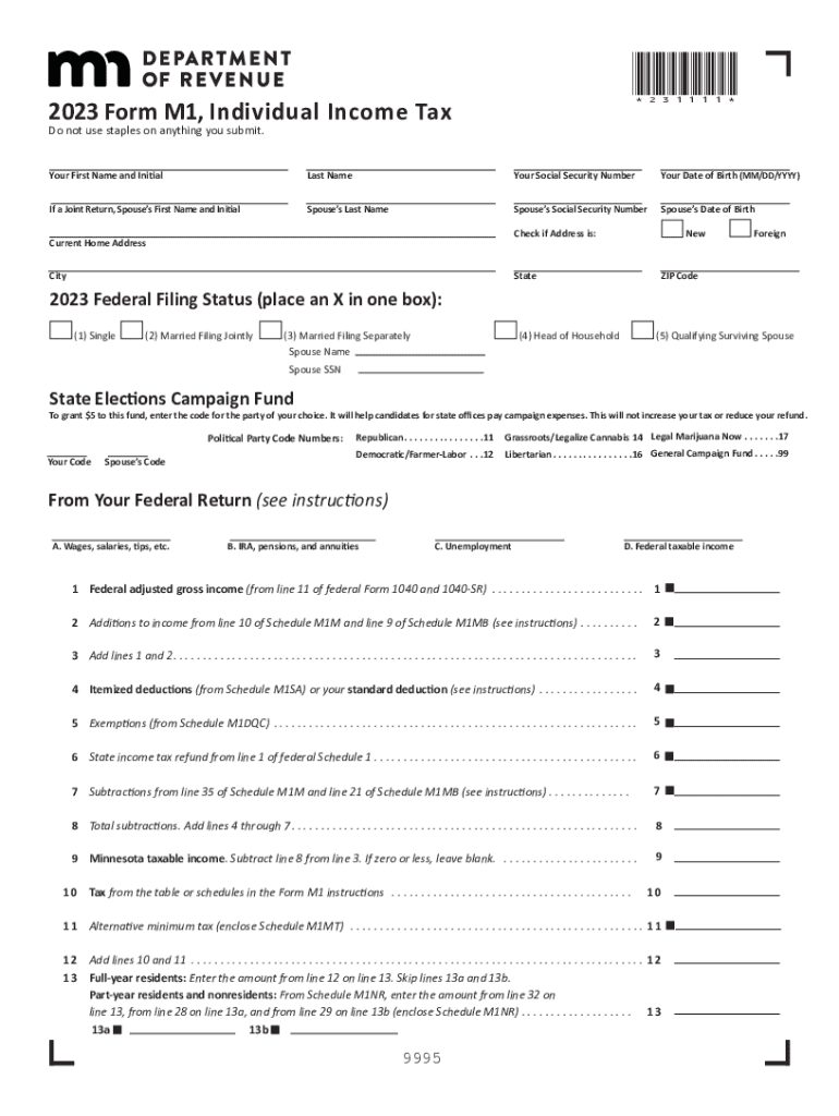 Minnesota Form M1 Instructions