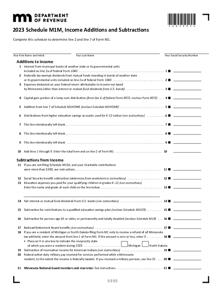 Minnesota Tax Form M1M