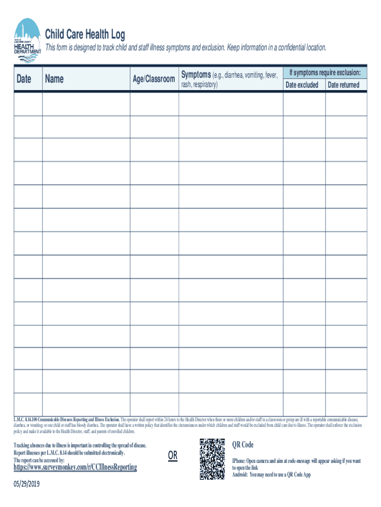 School and Child Care Illness Policy  Form