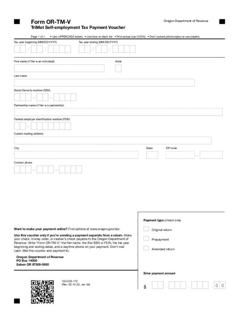 Get Form or TM V, TriMet Self Employment Tax Payment