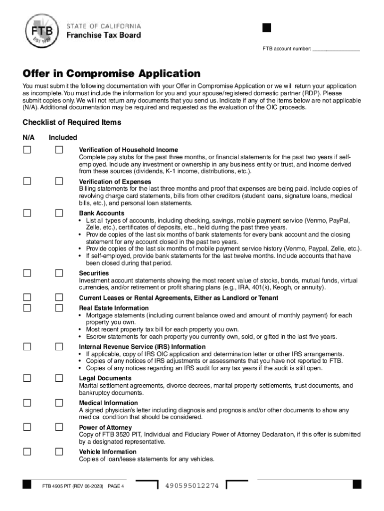 IRS Form 656 B, Offer in Compromise Instructions