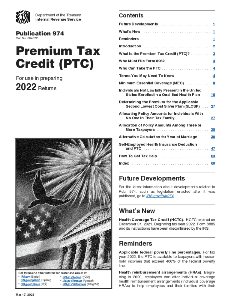 Publication 974 Premium Tax Credit PTC  Form