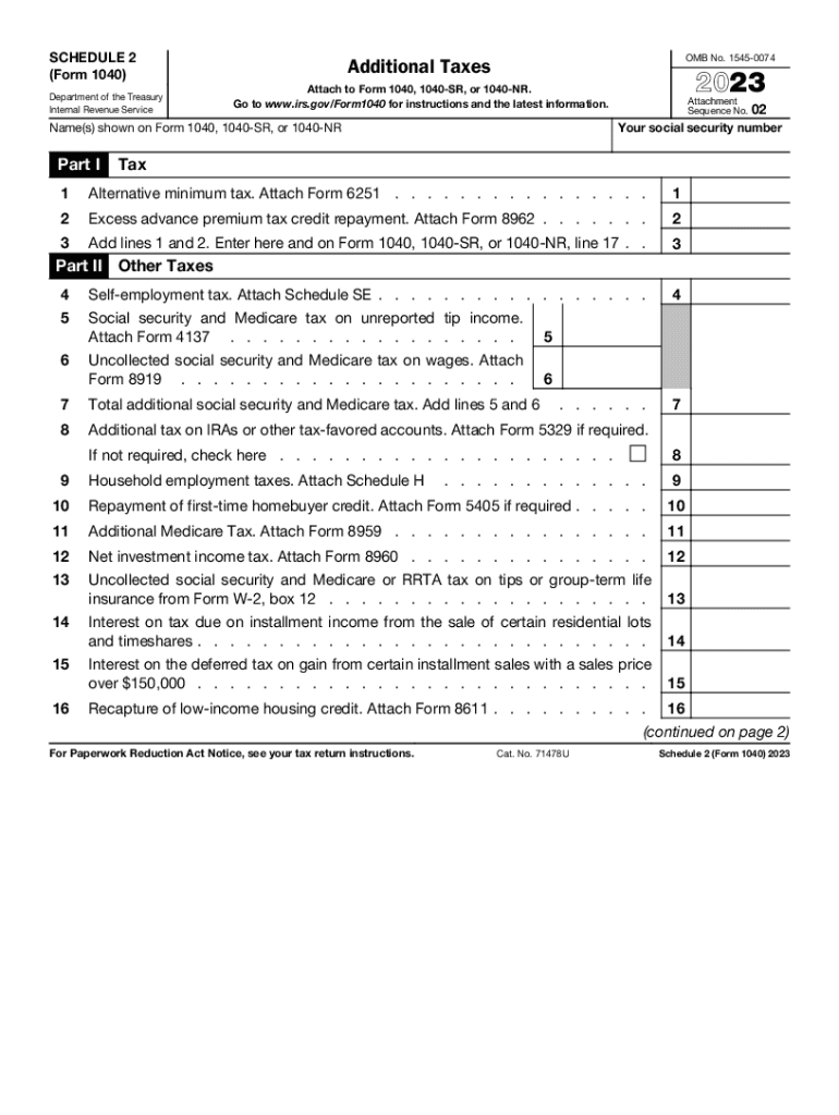 Understanding Additional Taxes with IRS Form 1040 Schedule 2